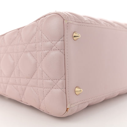 Christian Dior Pearly Lambskin Cannage Medium Lady Dior Lotus 9 of 12