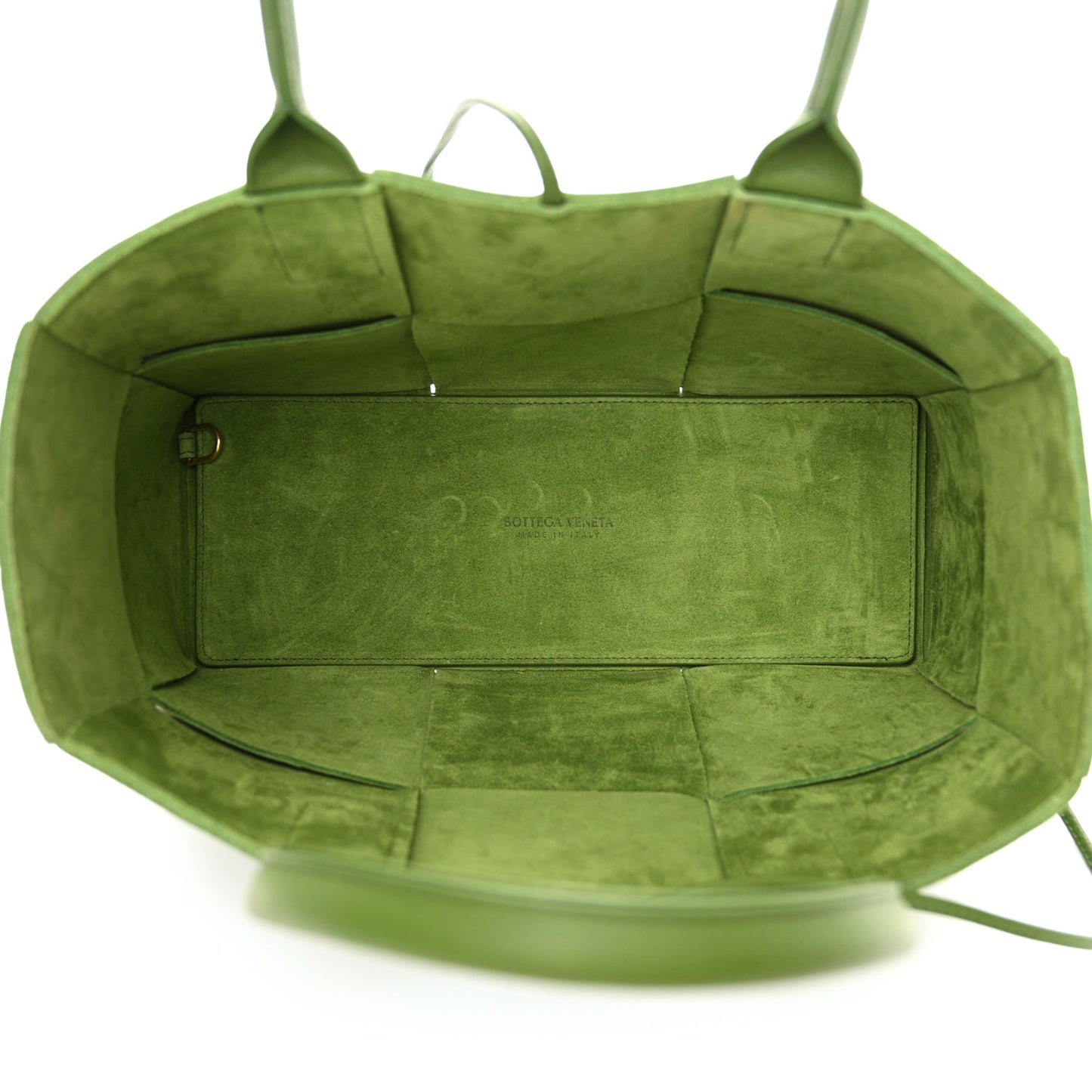 Grained Calfskin Intrecciato Small Arco Tote Avocado