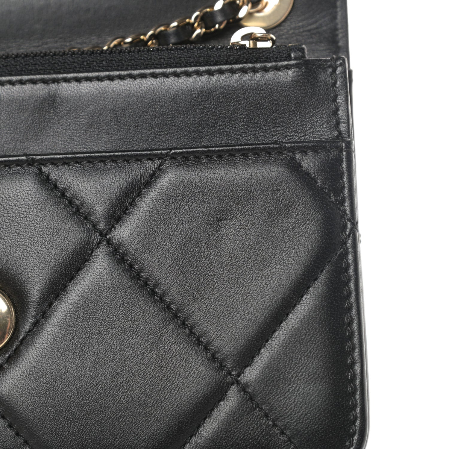 Chanel Lambskin Quilted Trendy CC Wallet On Chain WOC Black 13 of 15
