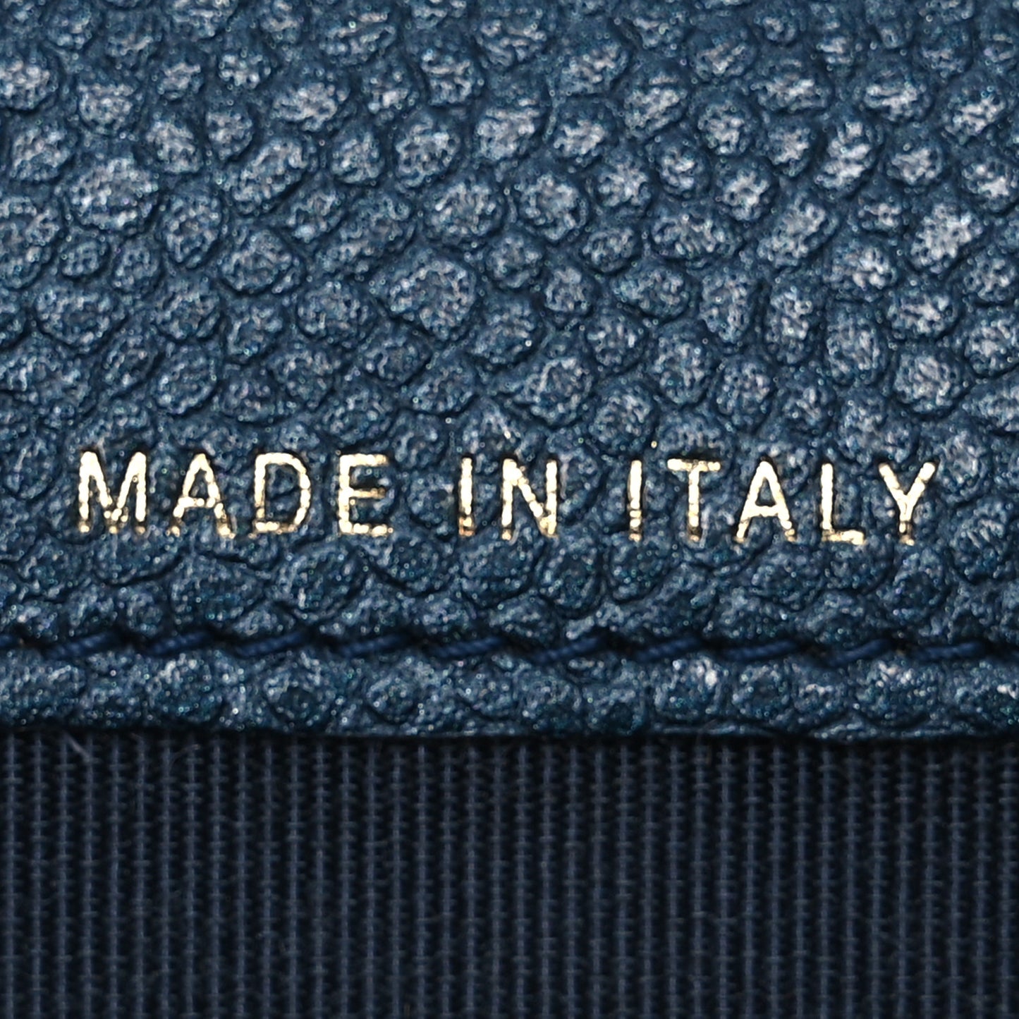 Metallic Caviar Quilted Flap Card Holder Dark Blue