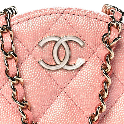 Chanel Iridescent Caviar Resin Quilted Round Clutch With Chain Pink 8 of 11