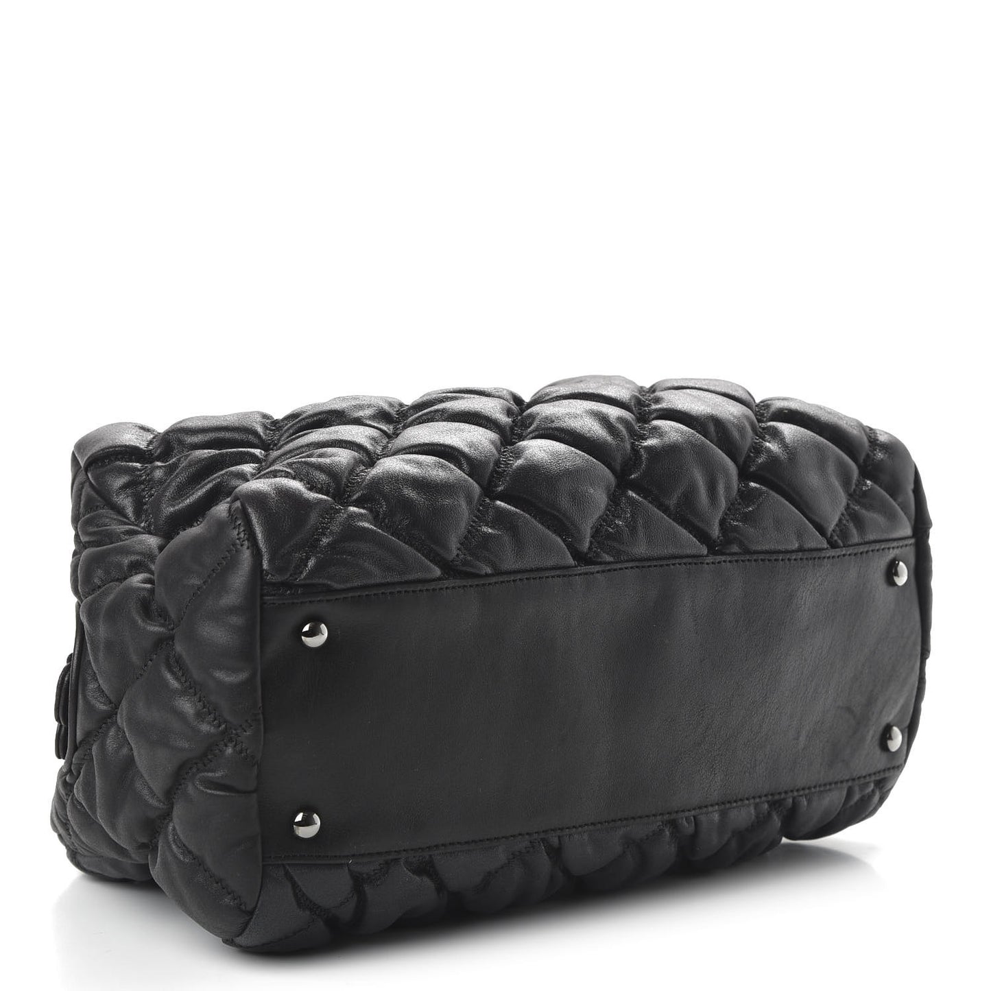 Lambskin Bubble Quilt Bowler Black