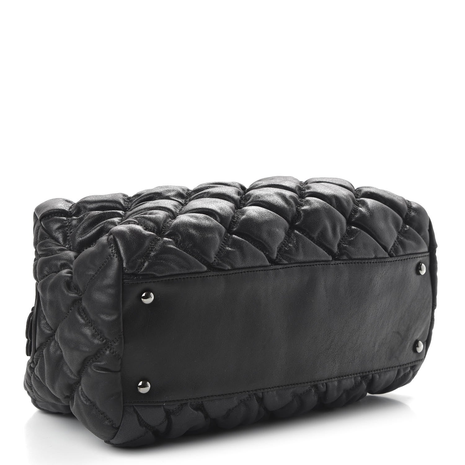 Chanel Lambskin Bubble Quilt Bowler Black 4 of 10
