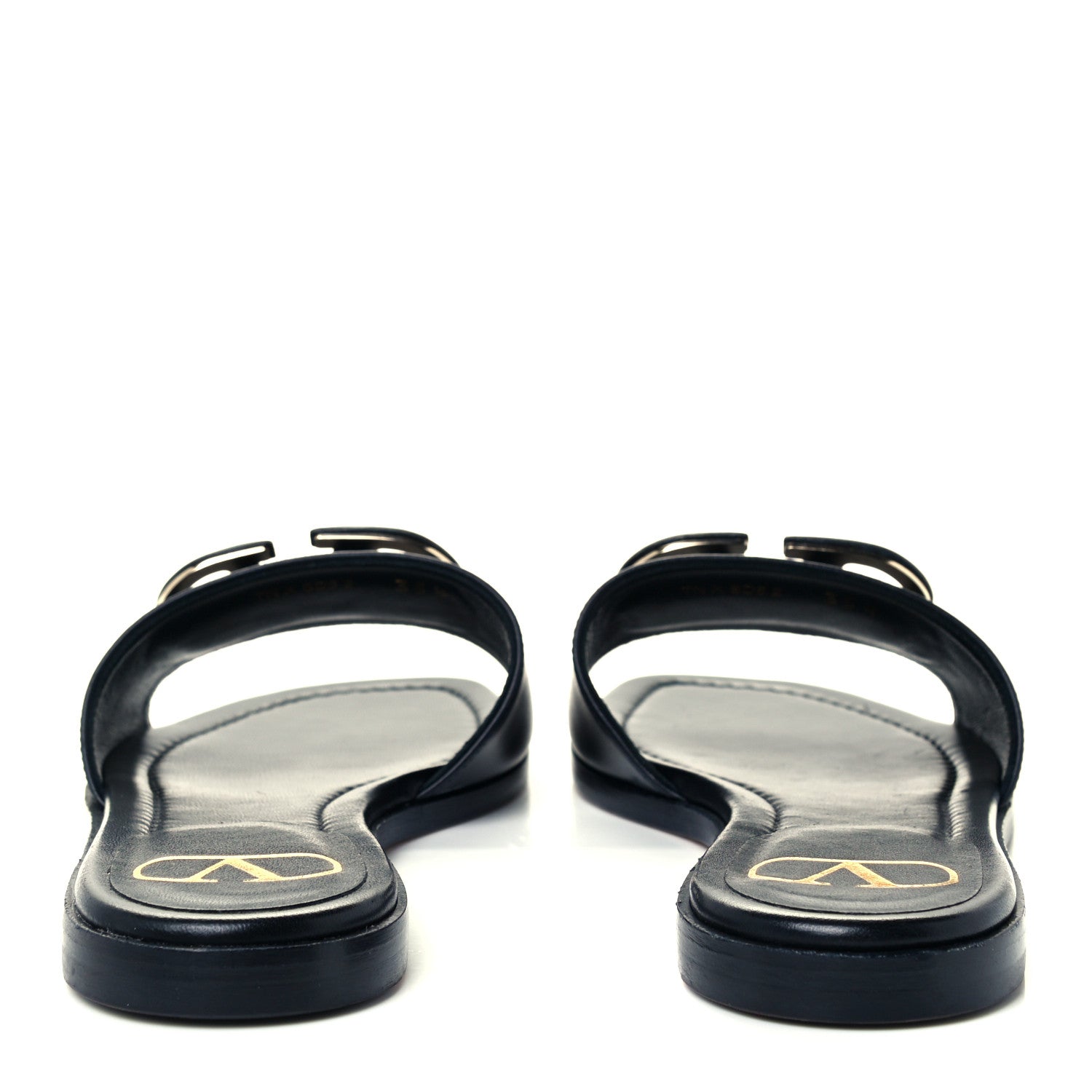 Valentino Garavani Calfskin Vlogo Flat Slide Sandals 35.5 Black 6 of 10