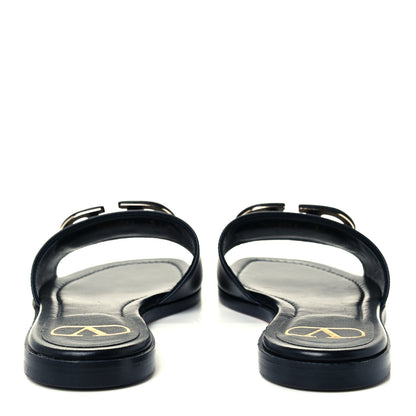 Valentino Garavani Calfskin Vlogo Flat Slide Sandals 35.5 Black 6 of 10