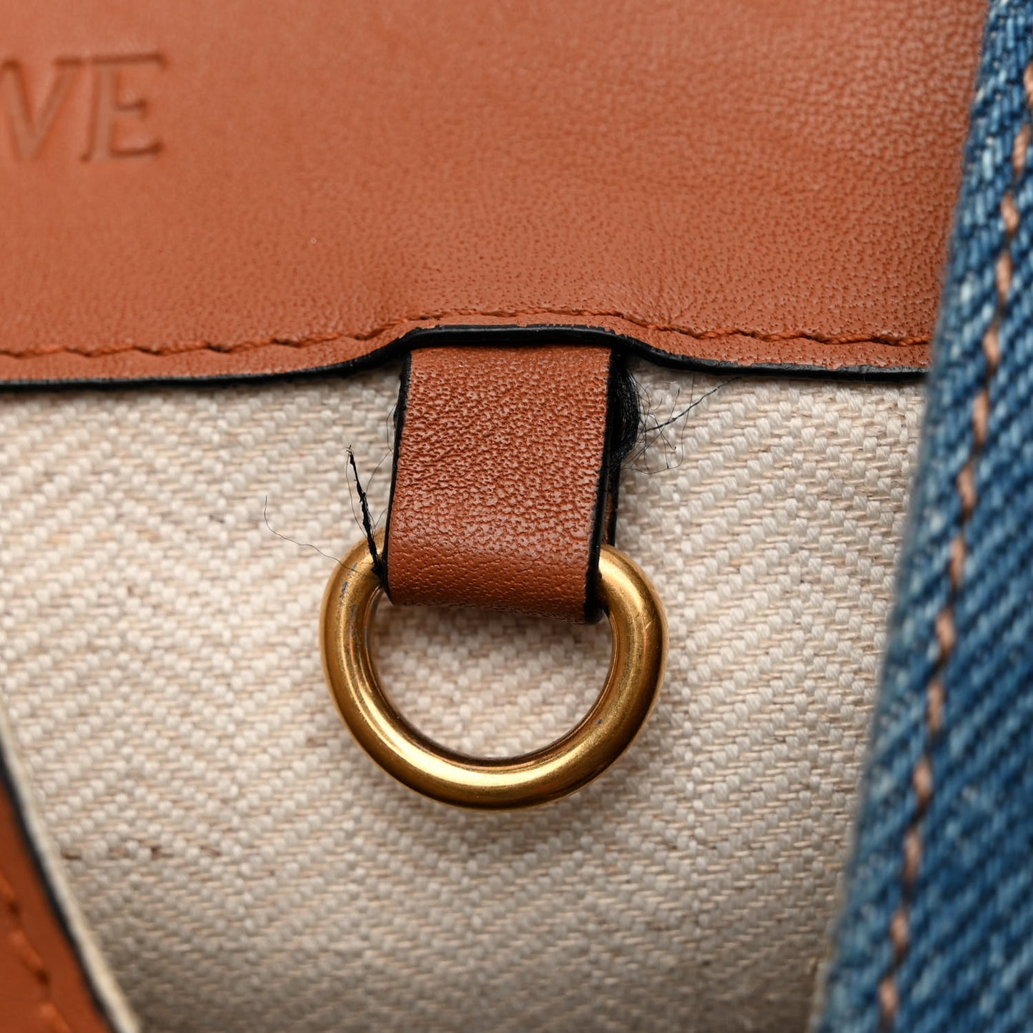 Calfskin Denim Small Hammock Shoulder Bag Blue Tan