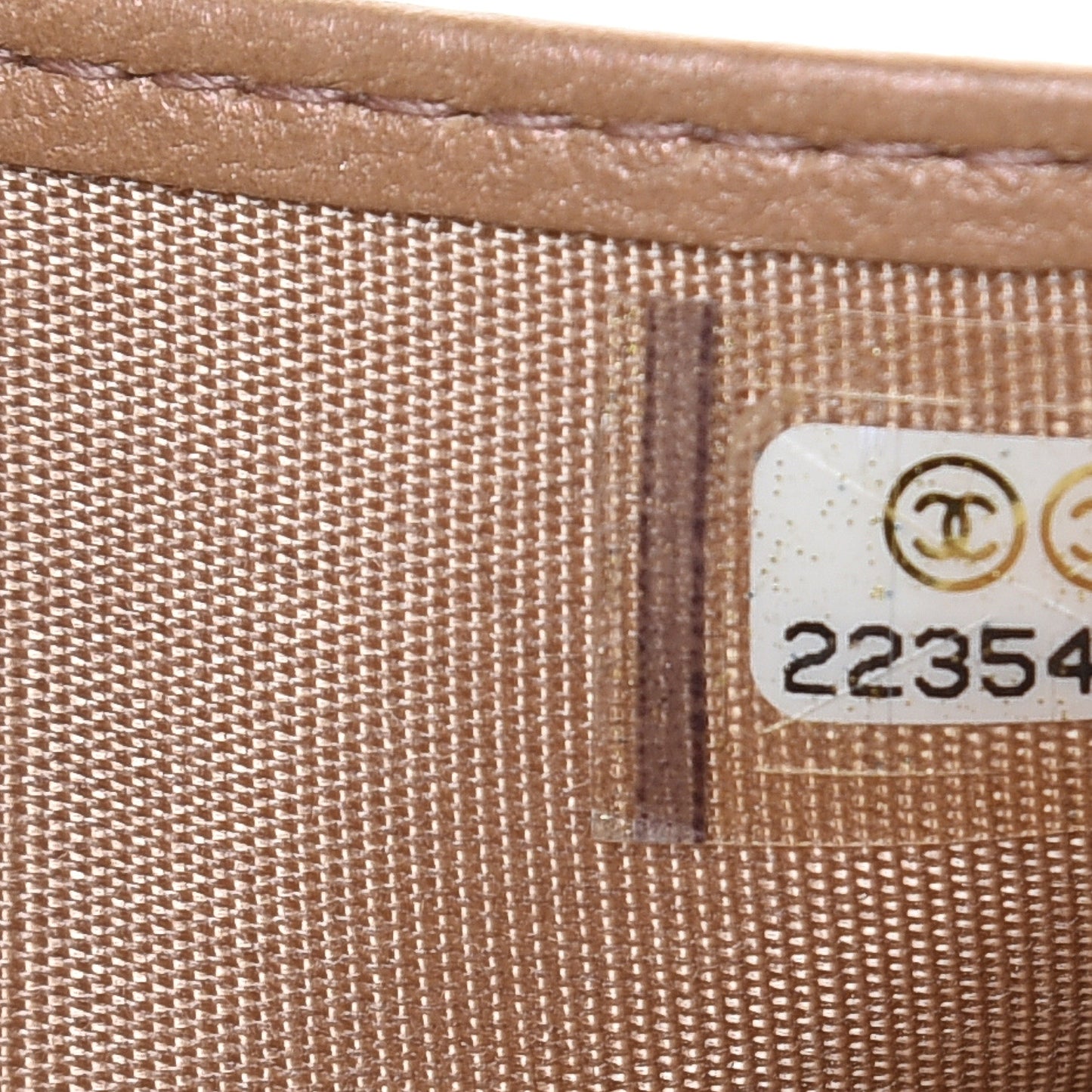 Iridescent Glazed Calfskin Quilted Compact Boy Wallet Beige