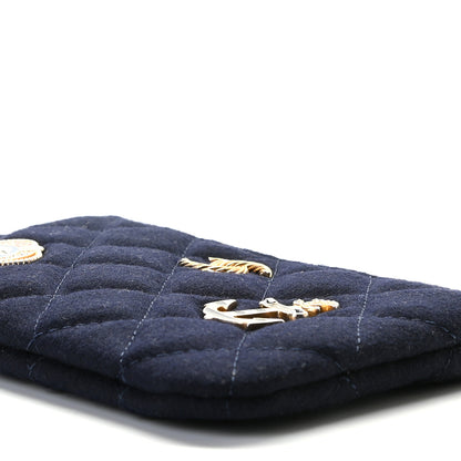 Chanel Wool Quilted Paris-Hamburg Charms Small Cosmetic Case Navy 4 of 5