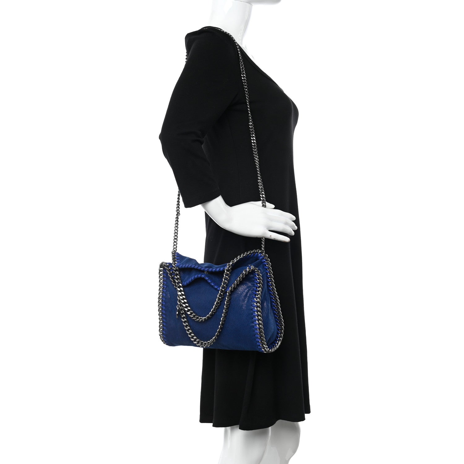 Stella McCartney Shaggy Deer Mini Falabella Fold Over Tote Blue 2 of 10