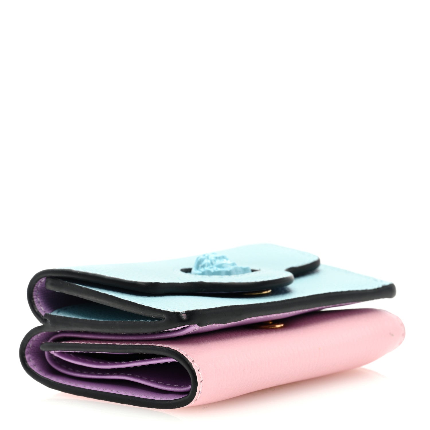 Versace Grained Calfskin Medusa Wallet on Chain Blue Pink 3 of 7