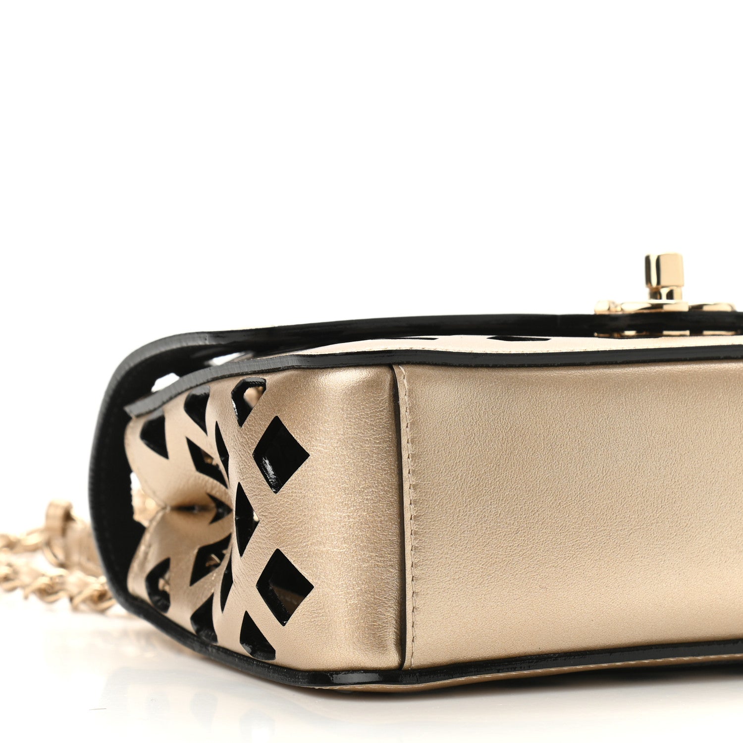 Chanel Metallic Lambskin Small Sea Through Flap Gold Black 12 of 14