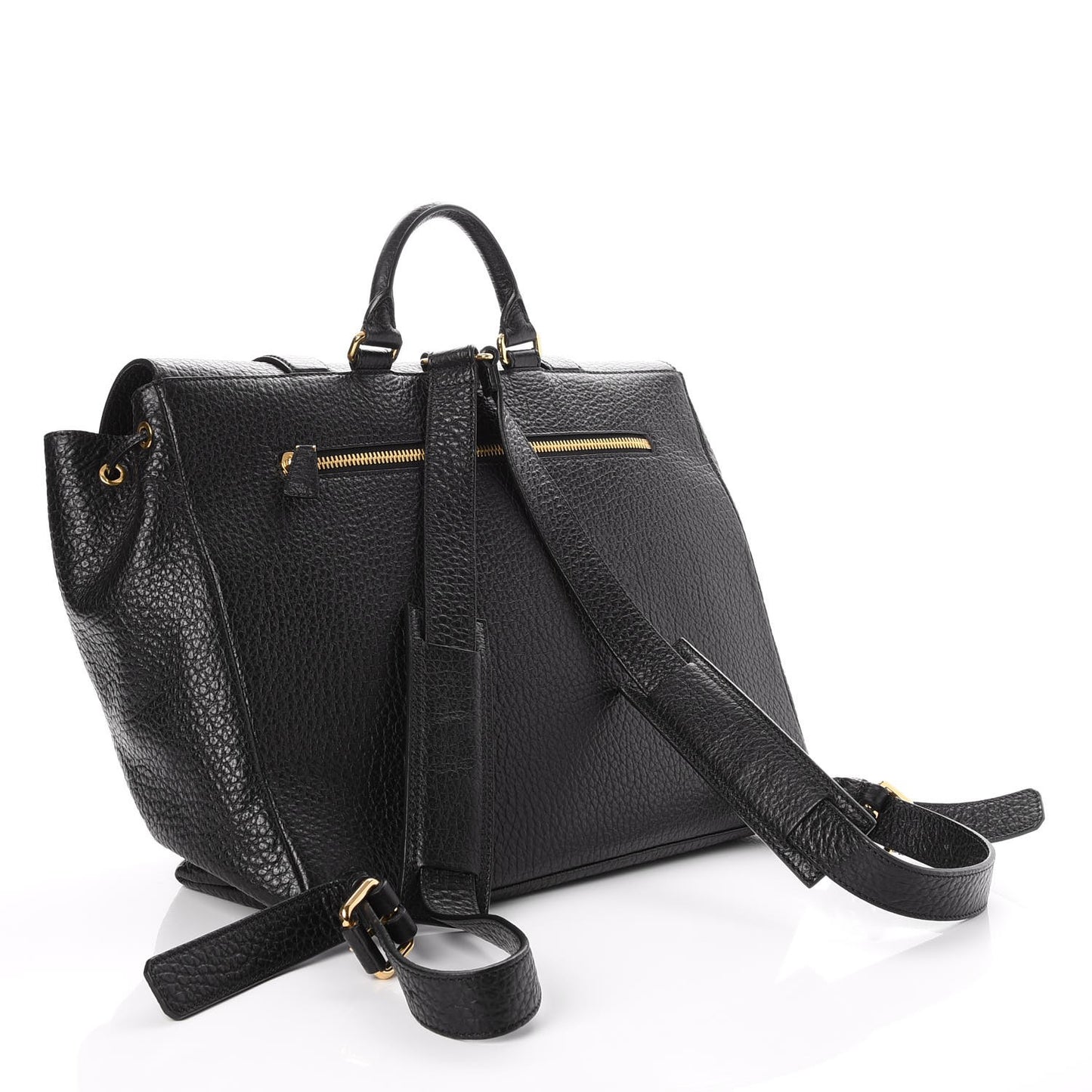 Grained Calfskin Palazzo Medusa Convertible Backpack Black