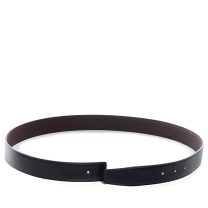 Hermes Box Togo Reversible 32mm Belt Strap 90 Noir Chocolate 1 of 5