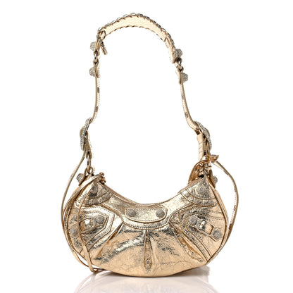 Balenciaga Metallic Agneau Arena Crystal Le Cagole Shoulder Bag XS Light Gold 3 of 10