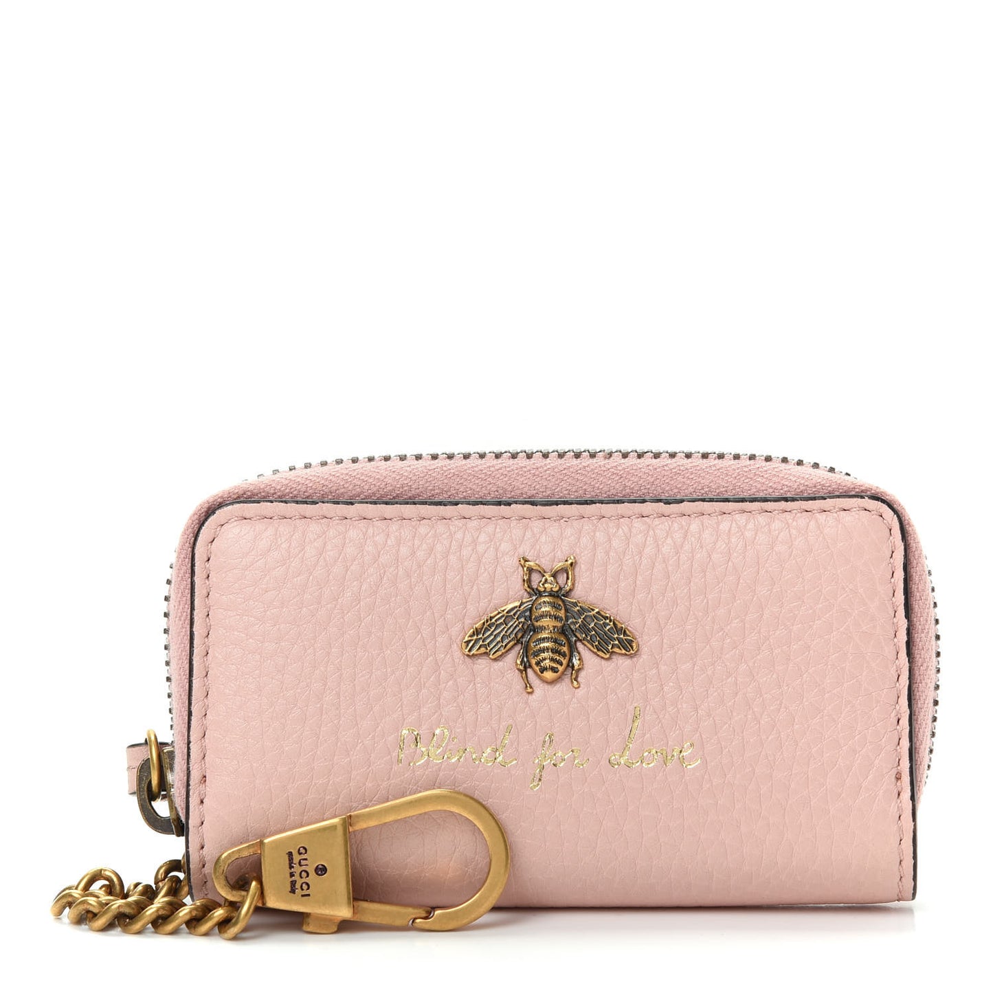Cellarius Calfskin Blind For Love Animalier Zip Around Key Case Perfect Pink