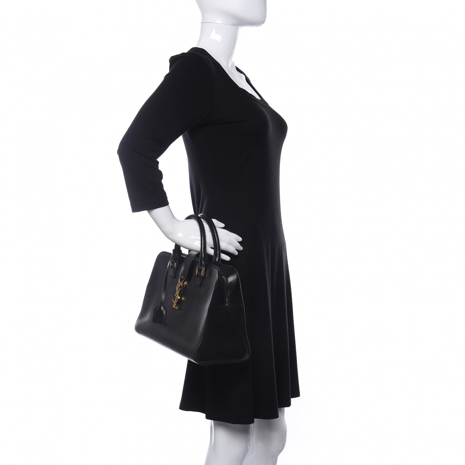 Saint Laurent Smooth Calfskin Small Monogram Cabas Black 2 of 9