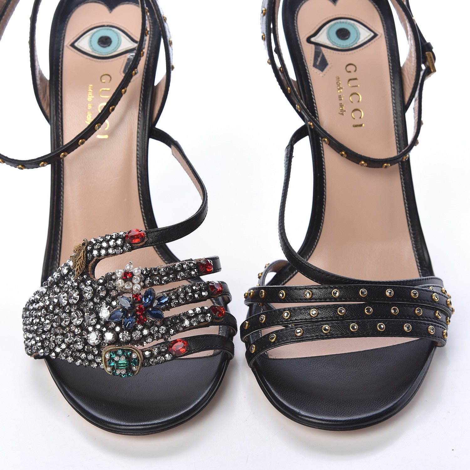 Gucci Malaga Kid Crystal Embellished Wangy Sandal Heels 37 Black 9 of 9