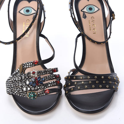 Gucci Malaga Kid Crystal Embellished Wangy Sandal Heels 37 Black 9 of 9