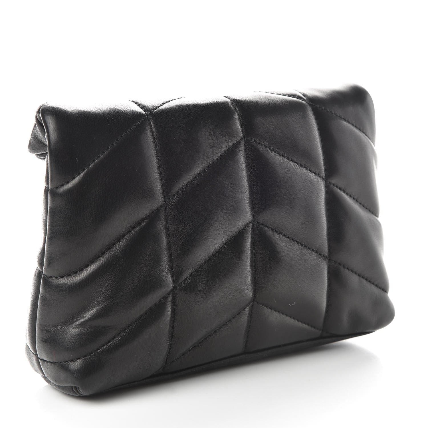 Saint Laurent Lambskin Monogram Loulou Puffer Pouch Clutch Black 3 of 9