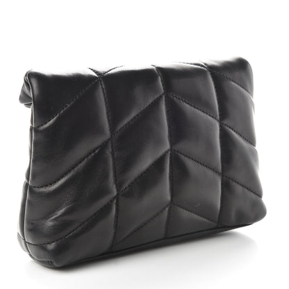 Saint Laurent Lambskin Monogram Loulou Puffer Pouch Clutch Black 3 of 9