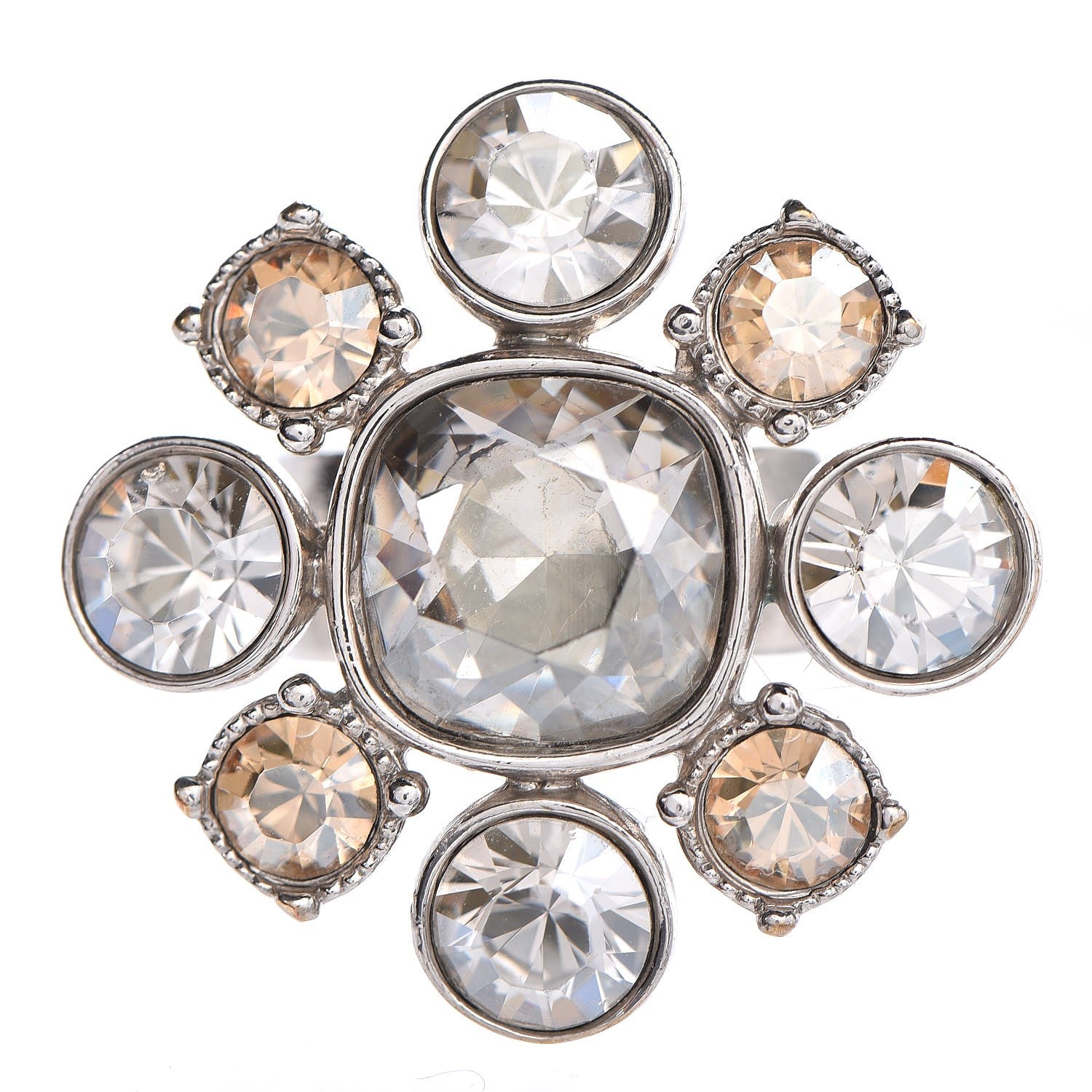 FASHIONPHILE CHANELCrystalCCRingSilver6.5 1 of 6