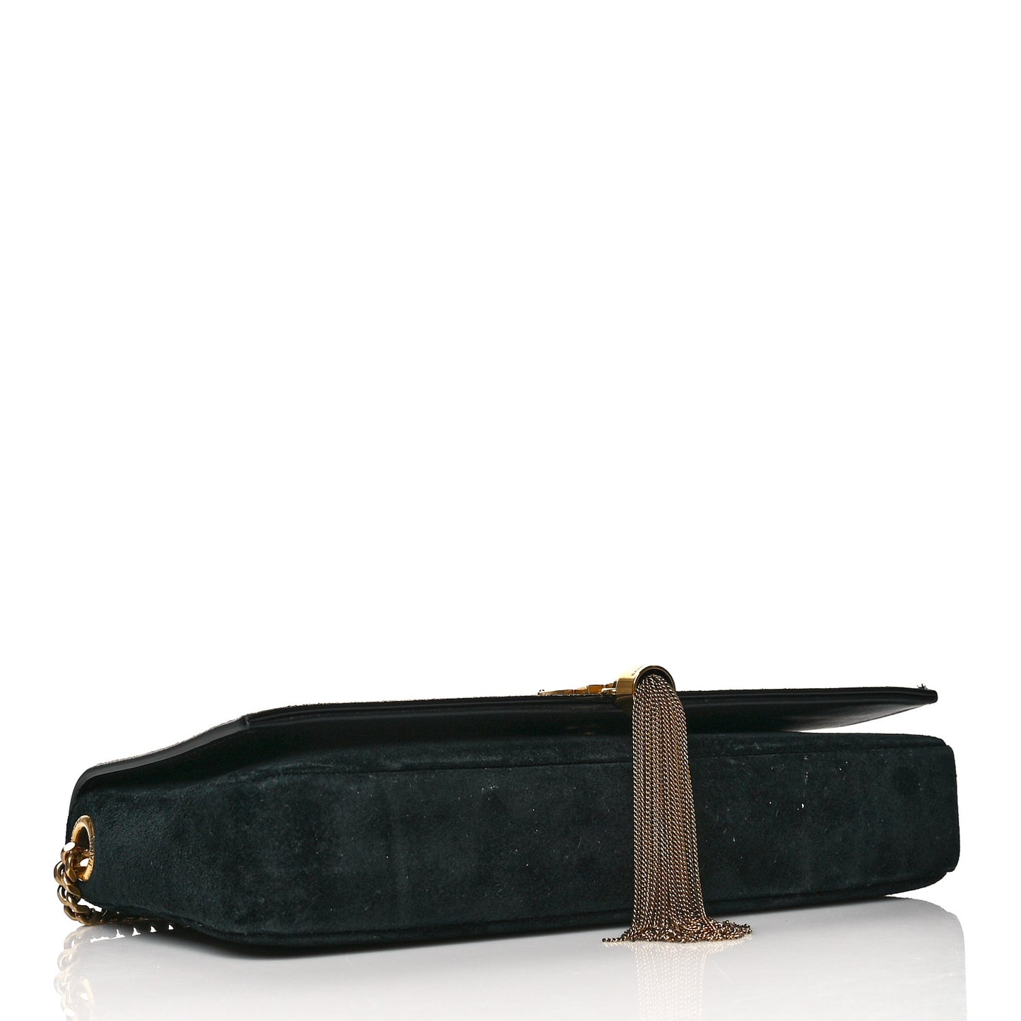 Suede Monogram Tassel Kate 99 Baguette Bag Black