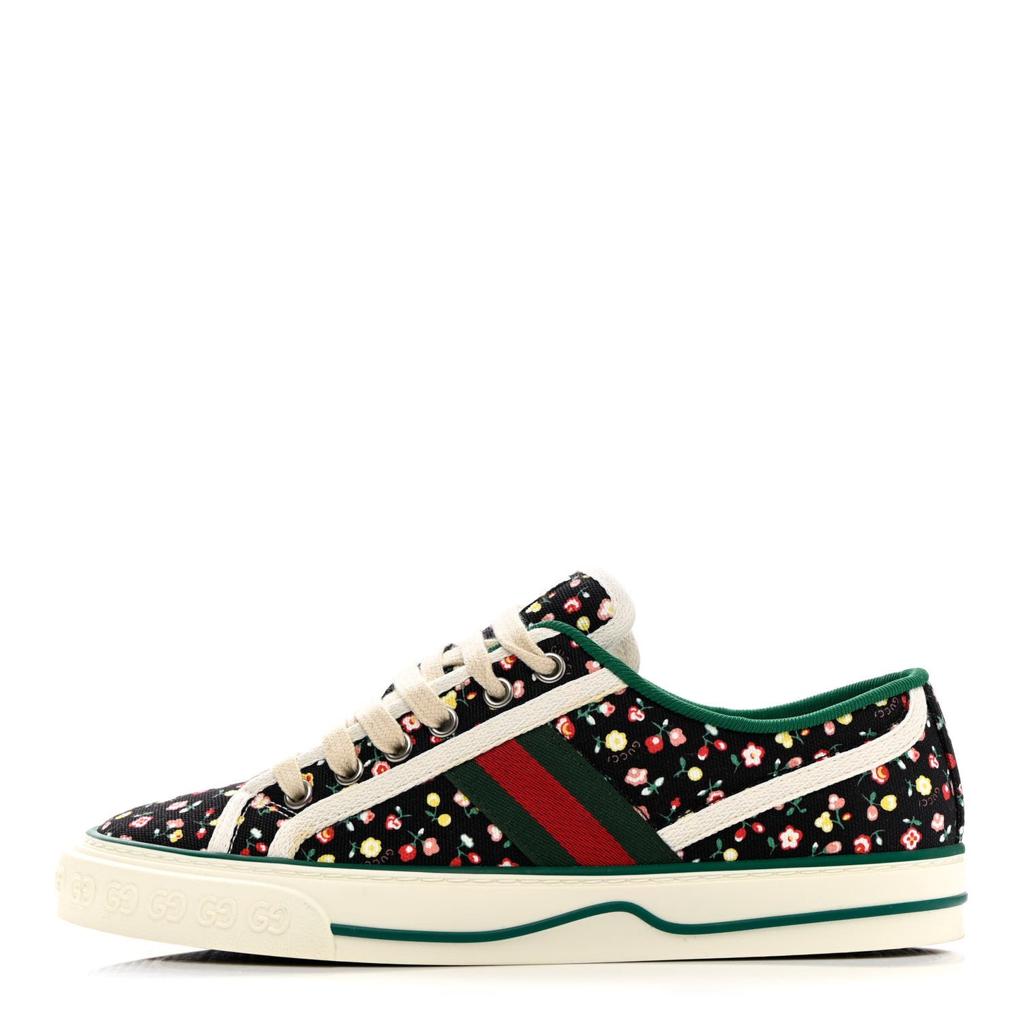 X LIBERTY OF LONDON Canvas Web Holly Print Womens 1977 Tennis Sneakers 38 Black Peach Mystic White