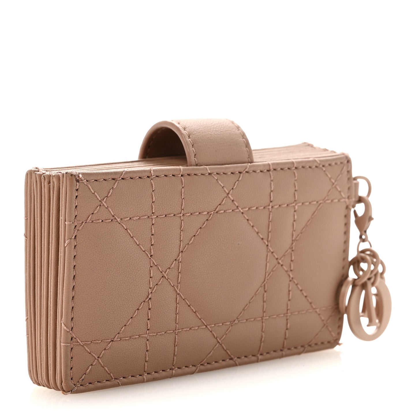 Ultra Matte Calfskin Cannage Lady Dior 5-Gusset Card Holder Blush Powder