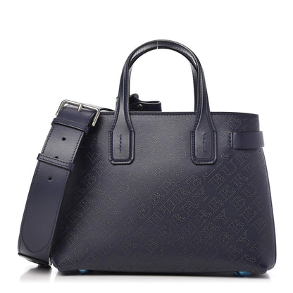 Burberry Derby Calfskin Perforated Small Banner Tote Regency Blue 1 of 10
