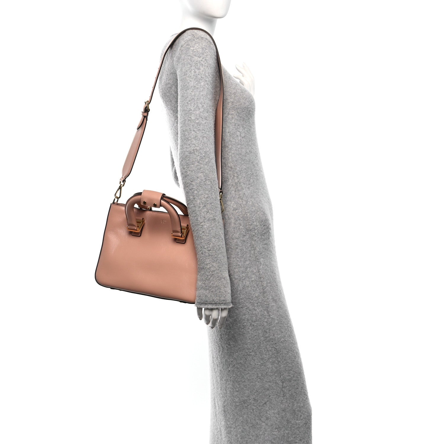 Fendi Vitello Glacier Small FF Tote Rose Bourbon 2 of 11