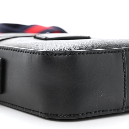 Gucci GG Supreme Monogram Appia Calfskin Web Small Camera Messenger Bag Black Grey 9 of 11