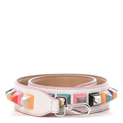 Fendi Vitello Dolce Plexiglass Bi-Color Studded Strap You White Ice Cuoio Multicolor 1 of 4