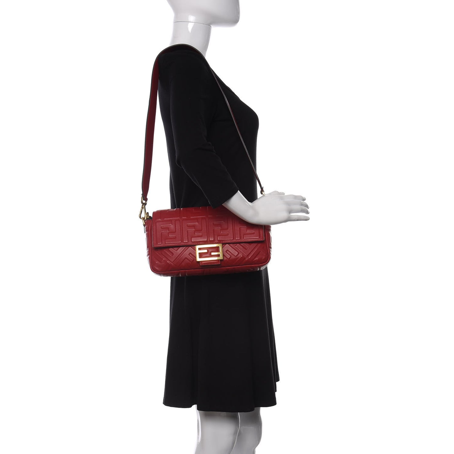 Nappa FF 1974 Embossed Baguette Fragola