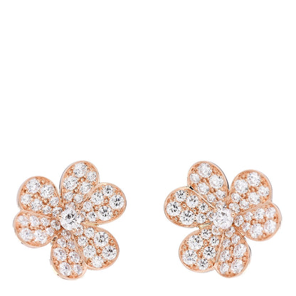 Van Cleef & Arpels 18K Rose Gold Diamond Small Frivole Pave Earrings 1 of 5
