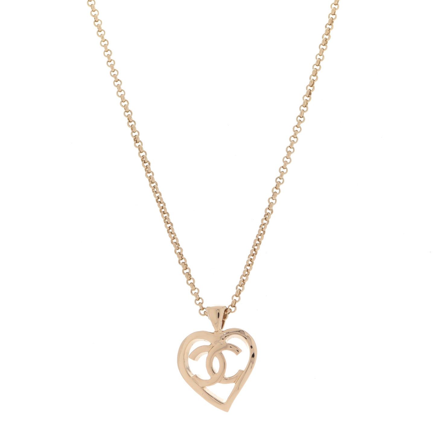 CC Heart Chain Pendant Necklace Gold