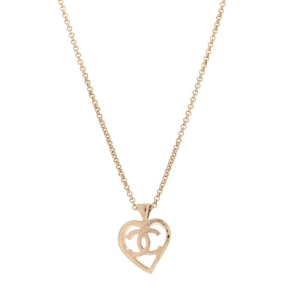 Chanel CC Heart Chain Pendant Necklace Gold 1 of 6