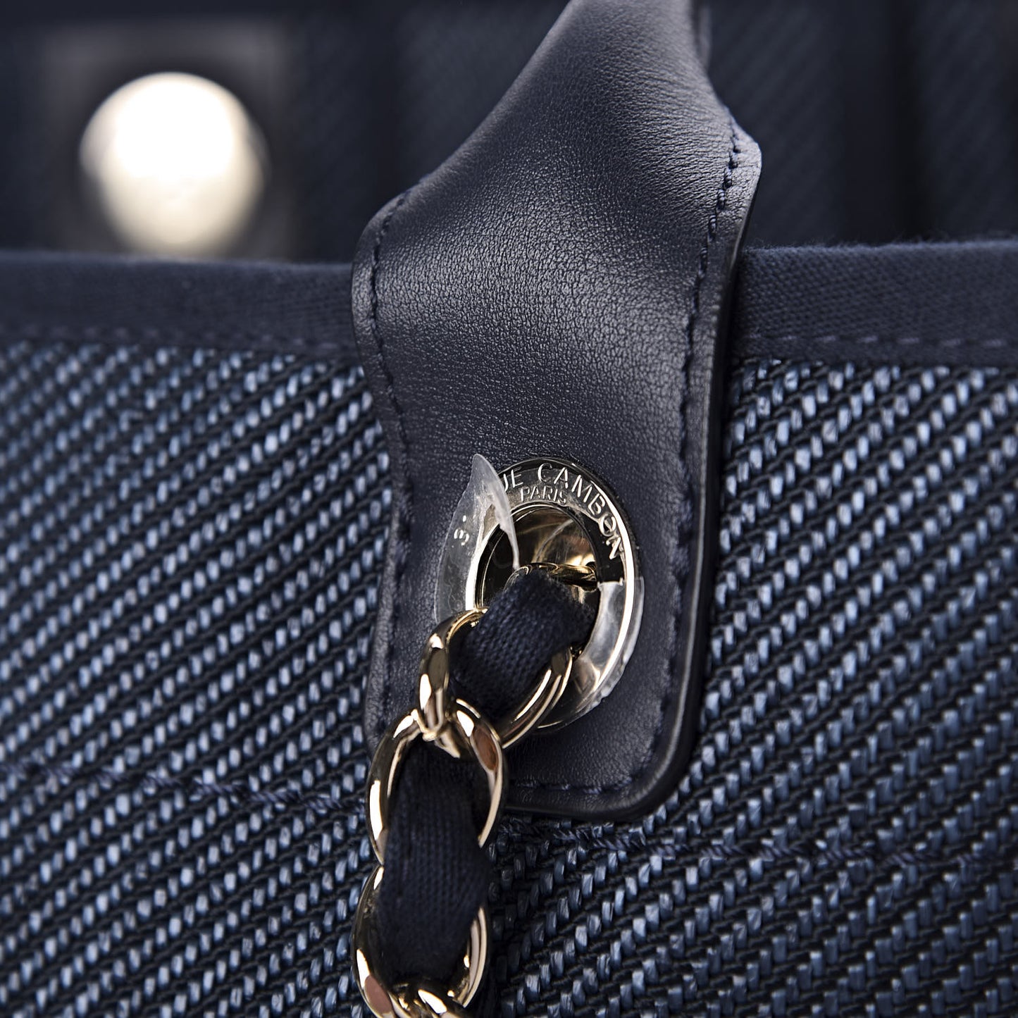 Mixed Fibers Calfskin Medium Deauville Tote Blue