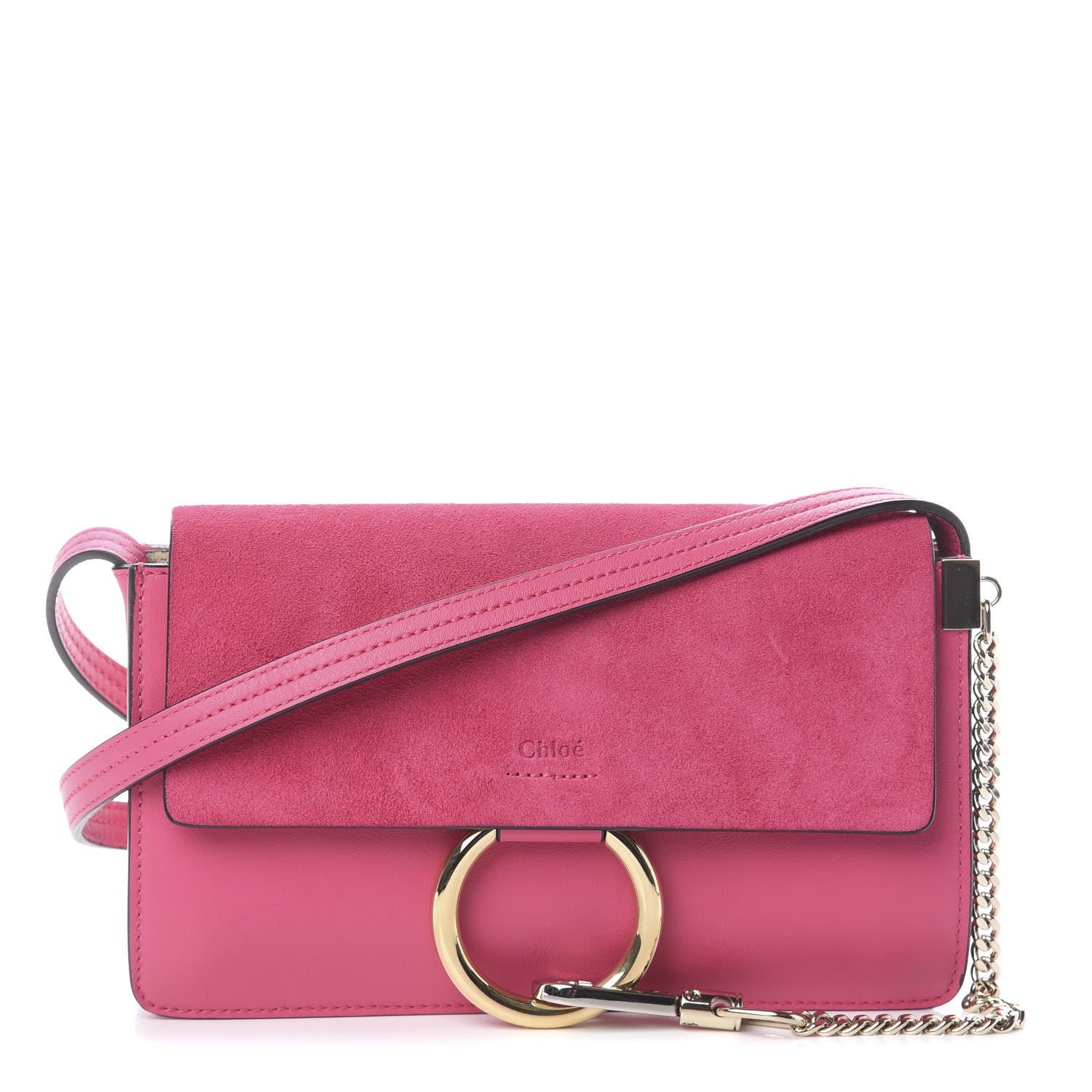 Chloe Suede Calfskin Small Faye Shoulder Bag Fuchsia Rose 1 of 7