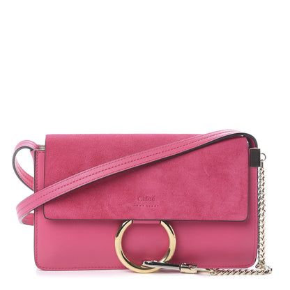 Chloe Suede Calfskin Small Faye Shoulder Bag Fuchsia Rose 1 of 7