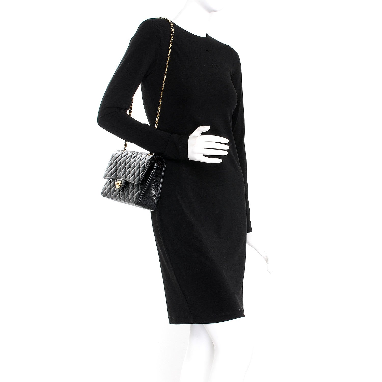 Chanel Caviar Quilted Medium Double Flap Black 2 of 8