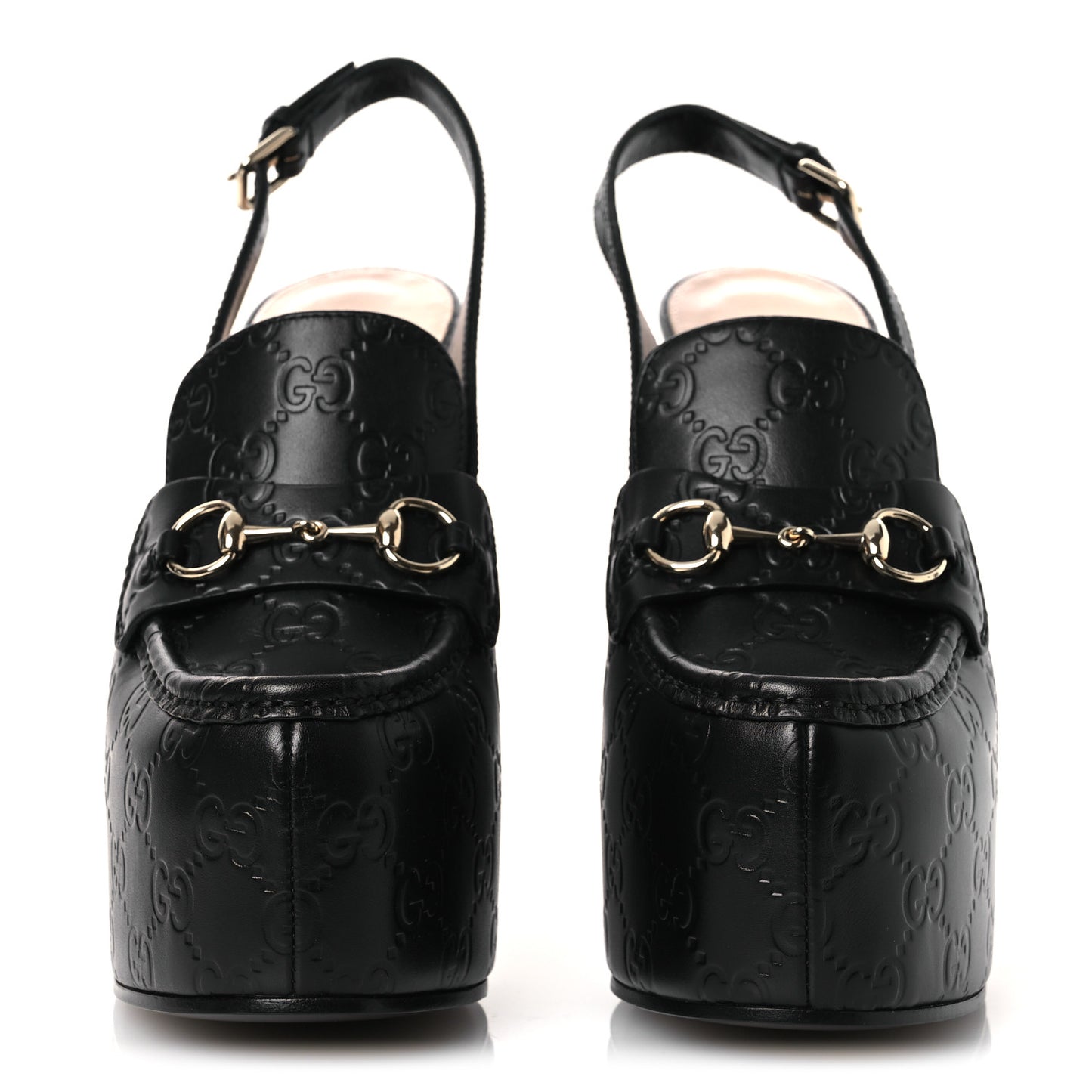 Guccissima Horsebit Platform 70/160mm Slingback Mules 38.5 Black