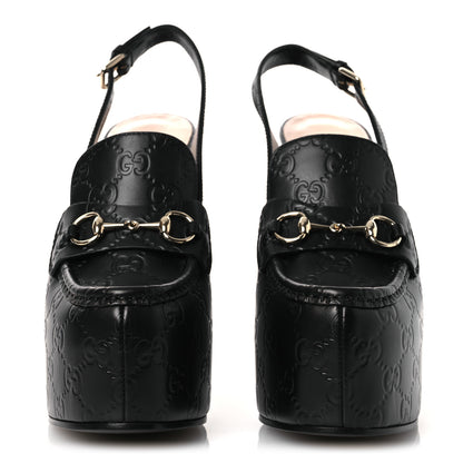 Gucci Guccissima Horsebit Platform 70/160mm Slingback Mules 38.5 Black 3 of 12