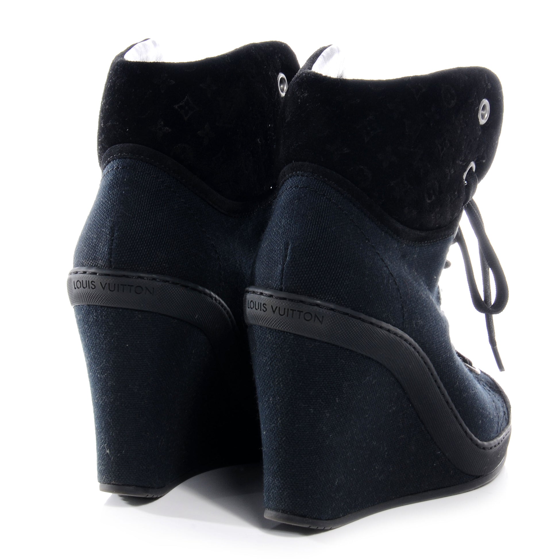 Louis Vuitton Suede Batignolles Wedges 36.5 Black 3 of 7