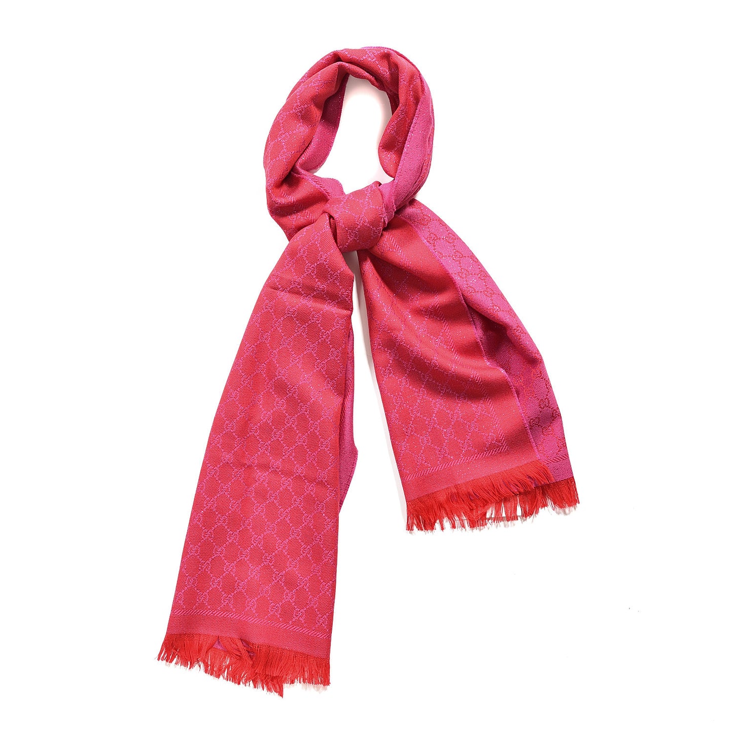 Wool Lame Jacquard GG Monogram Stenlux Scarf Red Pink