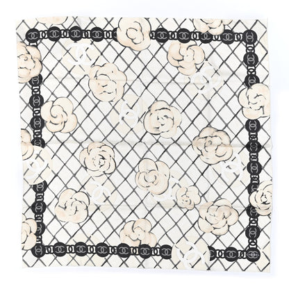 Chanel Silk Camellia CC Square Scarf Ivory 1 of 3