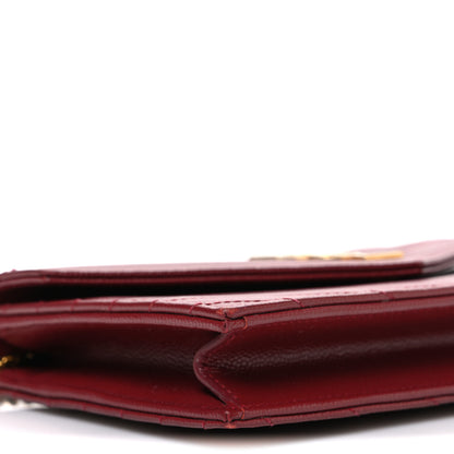 Saint Laurent Grain De Poudre Matelasse Chevron Monogram Envelope Chain Wallet New Red 9 of 11
