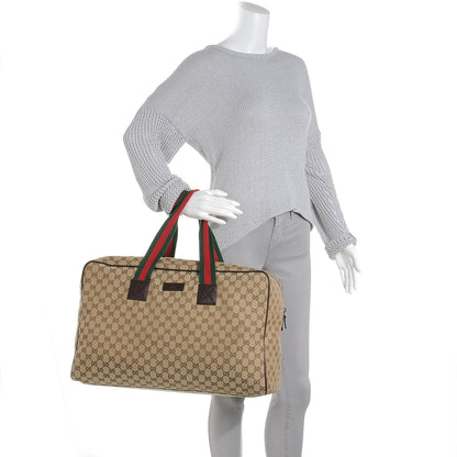 Gucci GG Monogram Web Large Collapsible Carry On Duffle Beige Brown 2 of 7