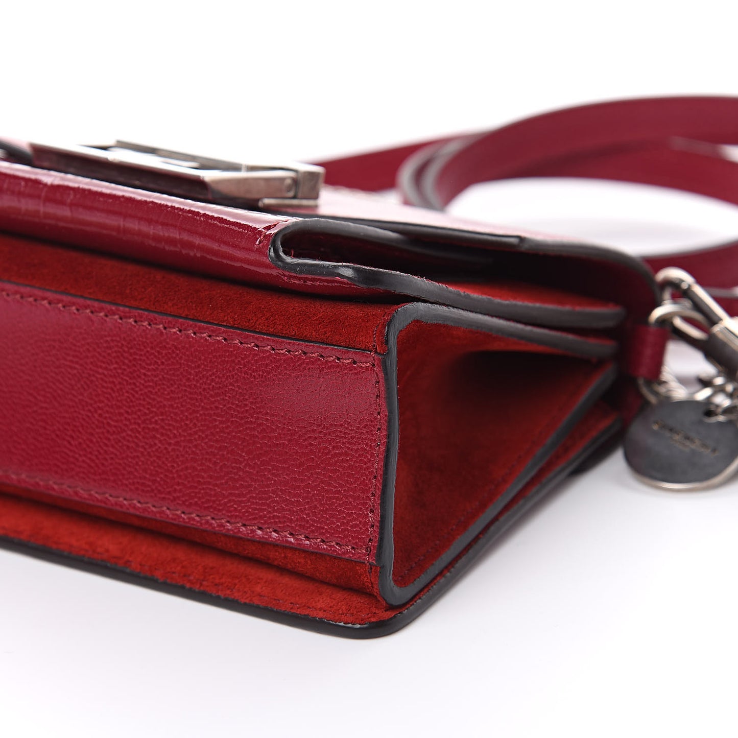 Crinkled Patent Goatskin Suede Mini GV3 Shoulder Bag Fig Pink Cherry