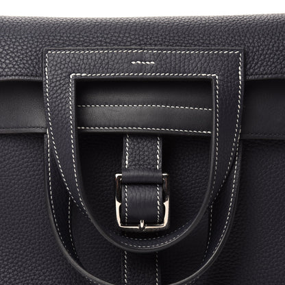 Hermes Taurillon Clemence Halzan 31 GM Bleu Nuit 10 of 11