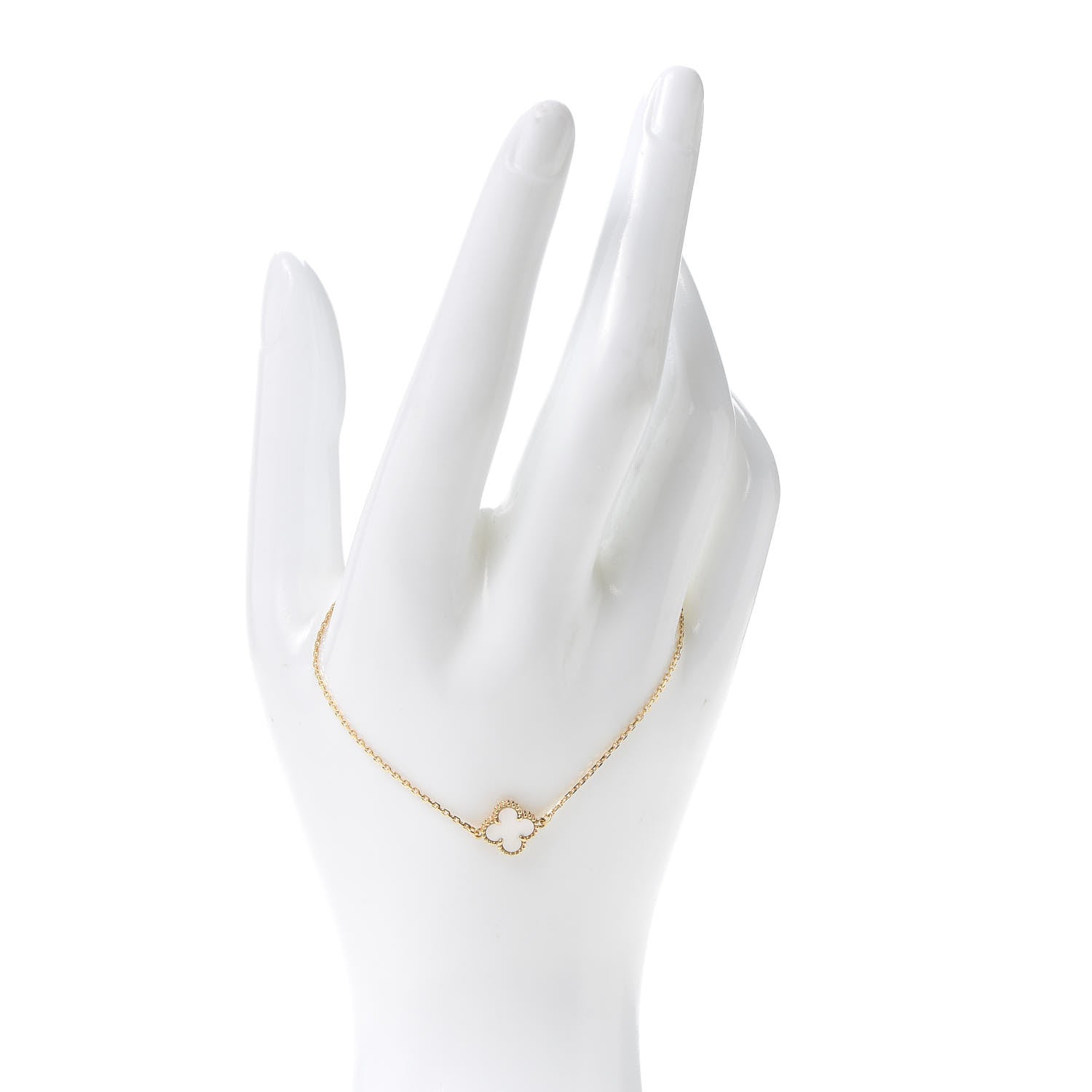 Van Cleef & Arpels 18K Yellow Gold Mother of Pearl Sweet Alhambra Bracelet 2 of 8